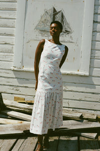 Low-Back Dress in Vintage Pink Fish