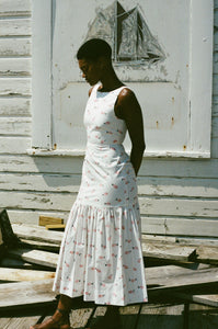 Low-Back Dress in Vintage Pink Fish