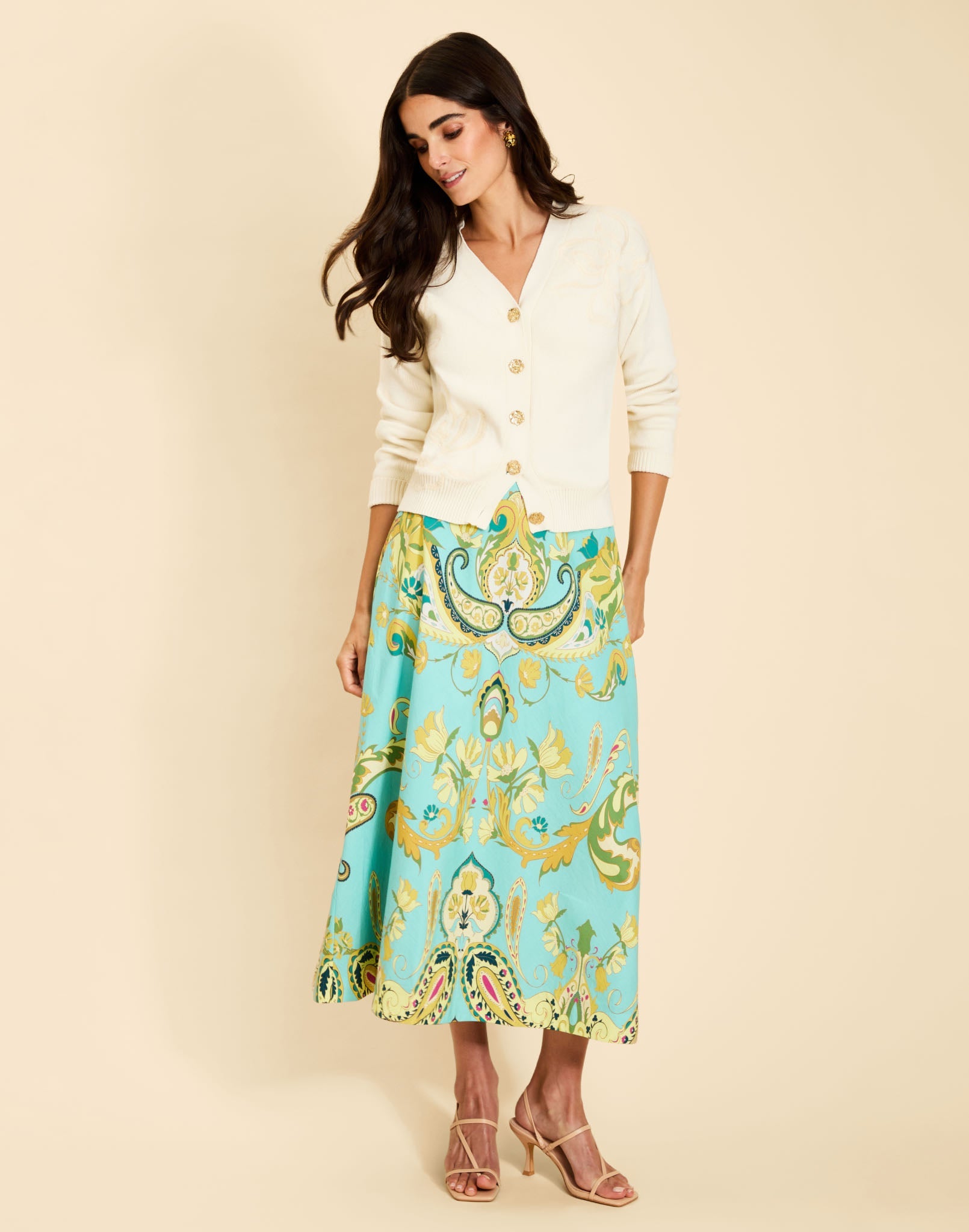 Santiago Convertible Midi Skirt in Paisley Zebra