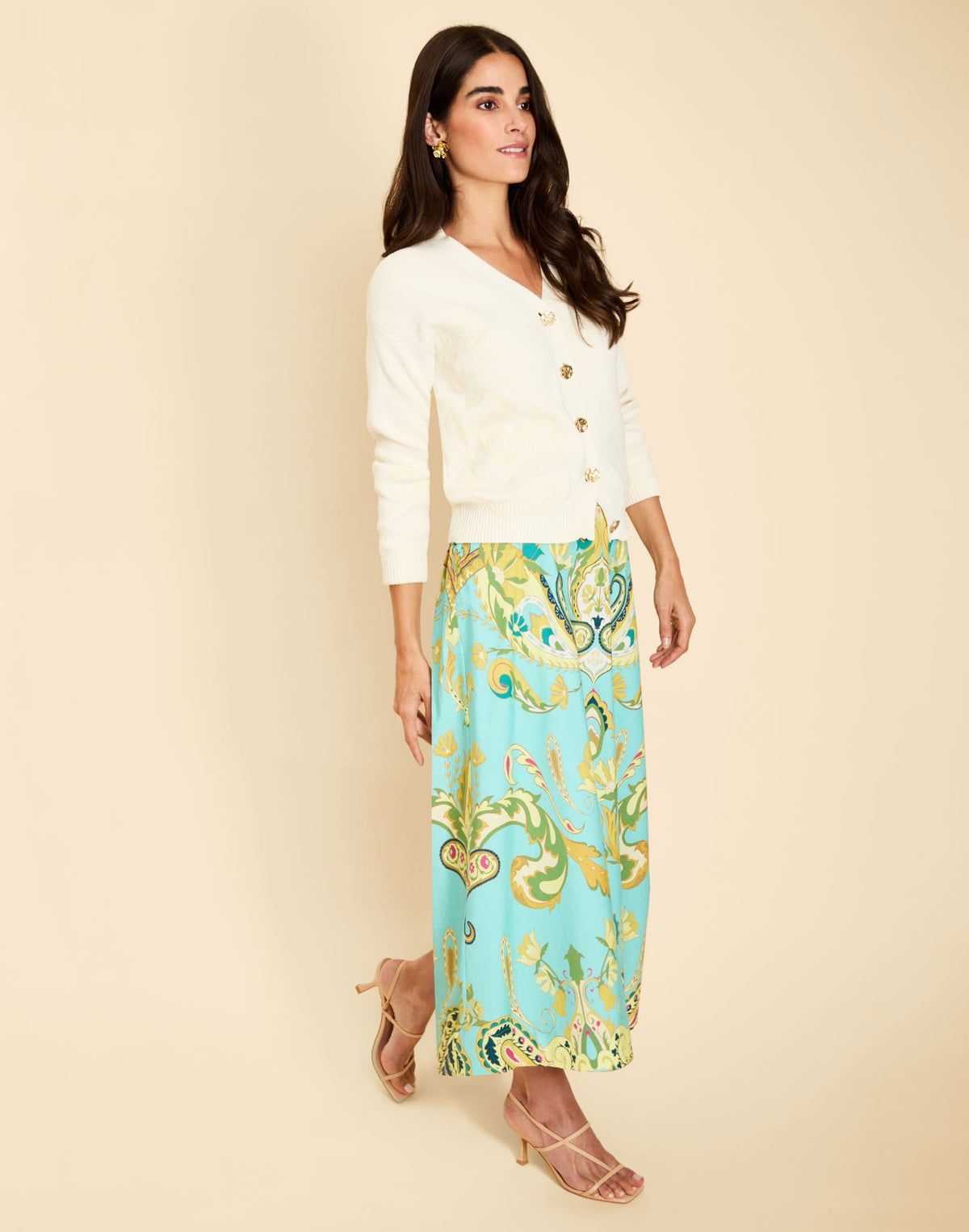 Santiago Convertible Midi Skirt in Paisley Zebra