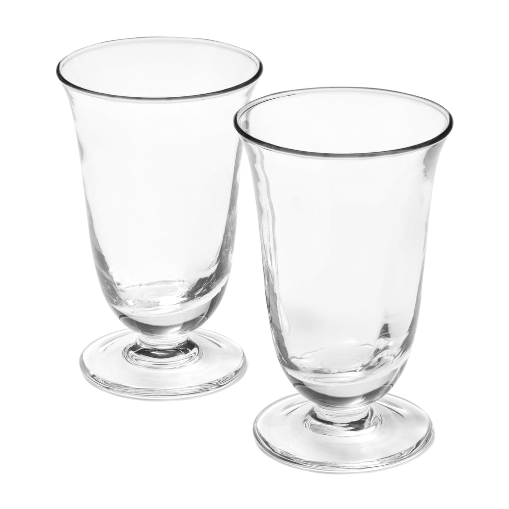 Front view of Fioara Water Glass, set of 2 in clear showcasing fluted design on a white background
