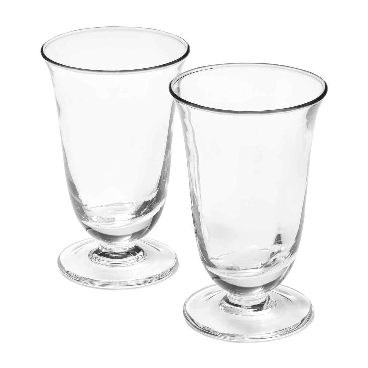 Front view of Fioara Water Glass, set of 2 in clear showcasing fluted design on a white background