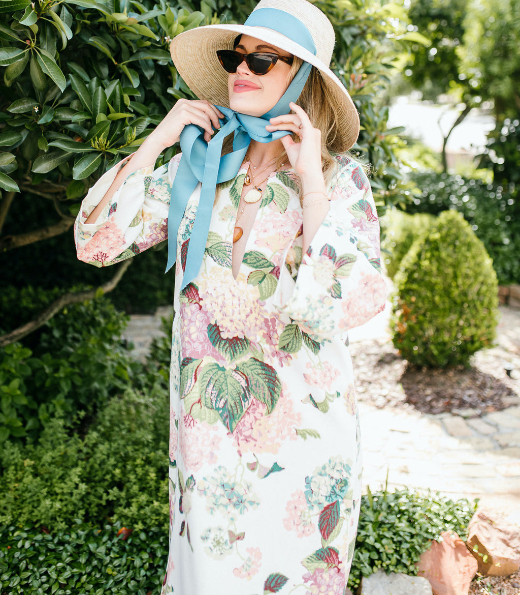 Wildflower Sun Hat in Navy Wide & Short Grosgrain Ribbon