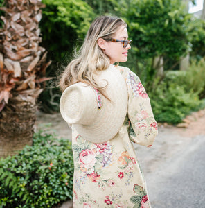 Wildflower Sun Hat in Antique Eyelet Scallop Lace Wide & Short Ribbon