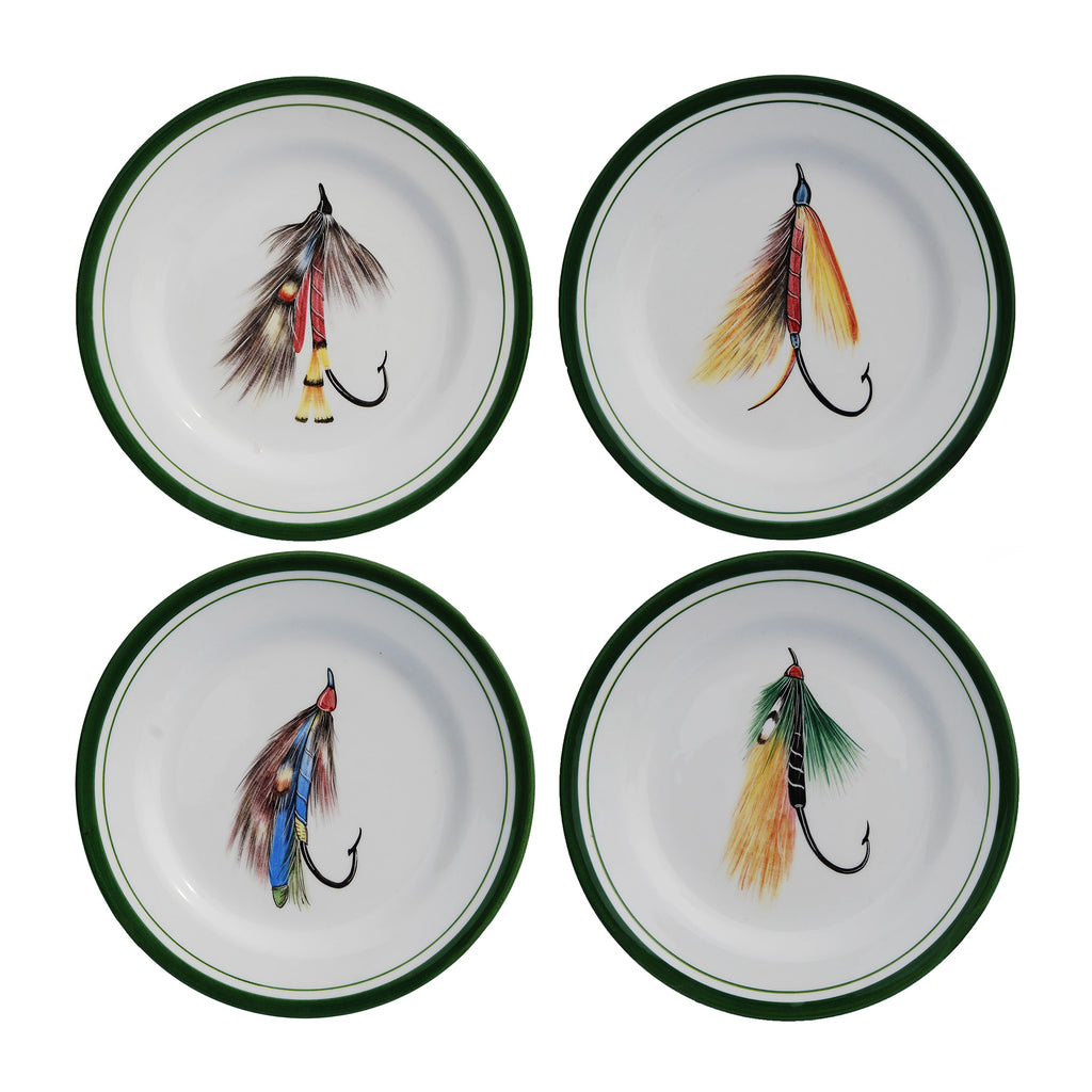 Fish Hook Dinner Plates in Multi, Set of 4