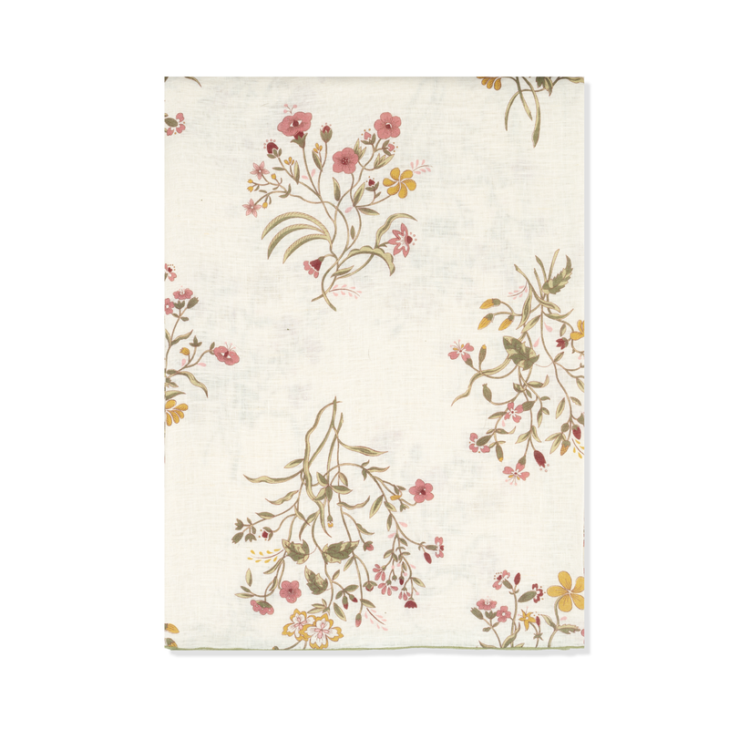 Scarlet Flax & Field Flowers Printed Tablecloth