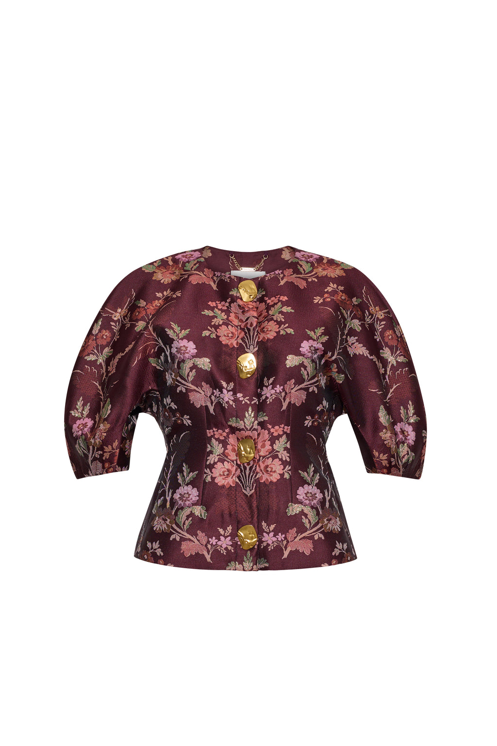 Fletcher Top in Trellis Jacquard Maroon