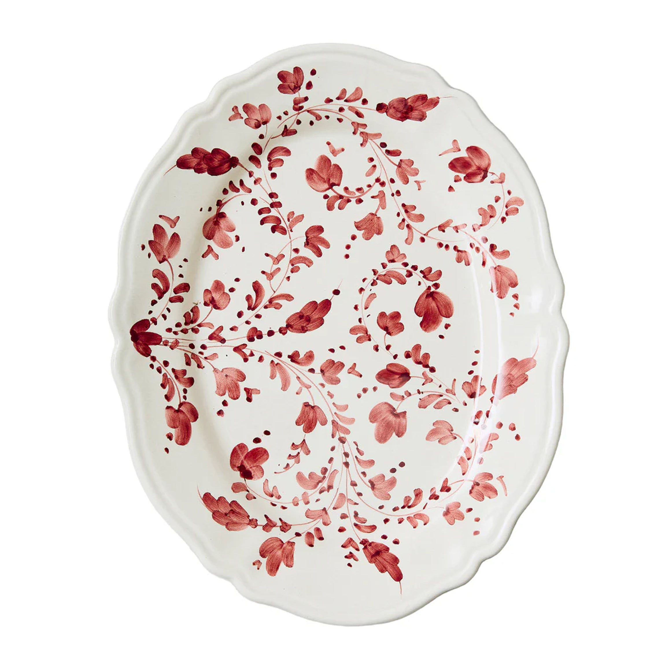 Flora Large Oval Platter in Burgundy