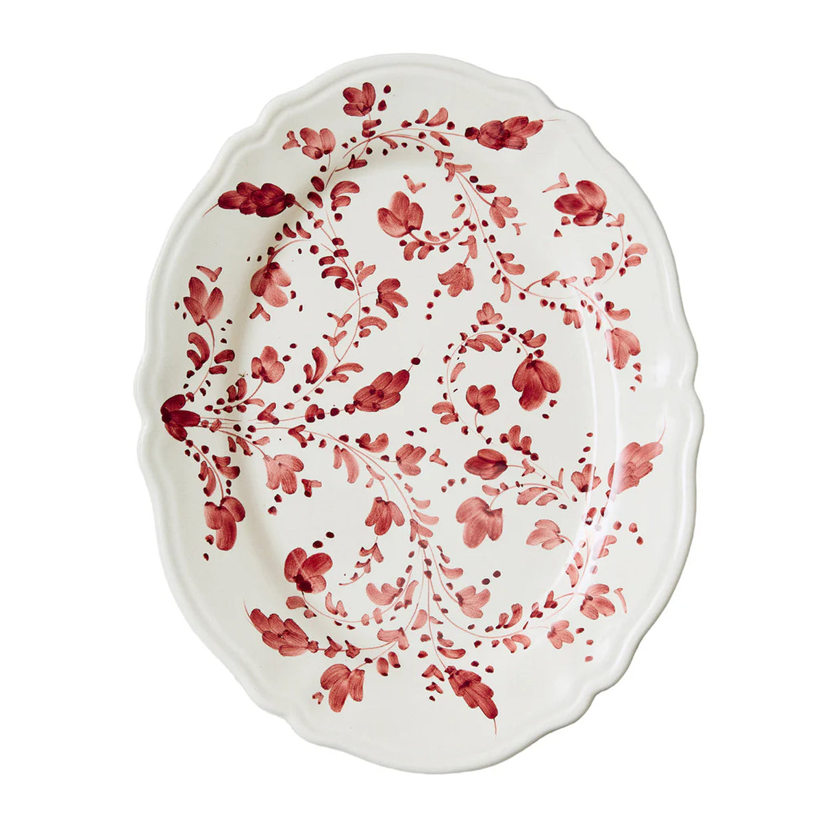 Flora Large Oval Platter in Burgundy