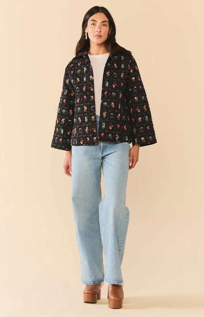 Flora Quilted Jacket in Florence Black Floral