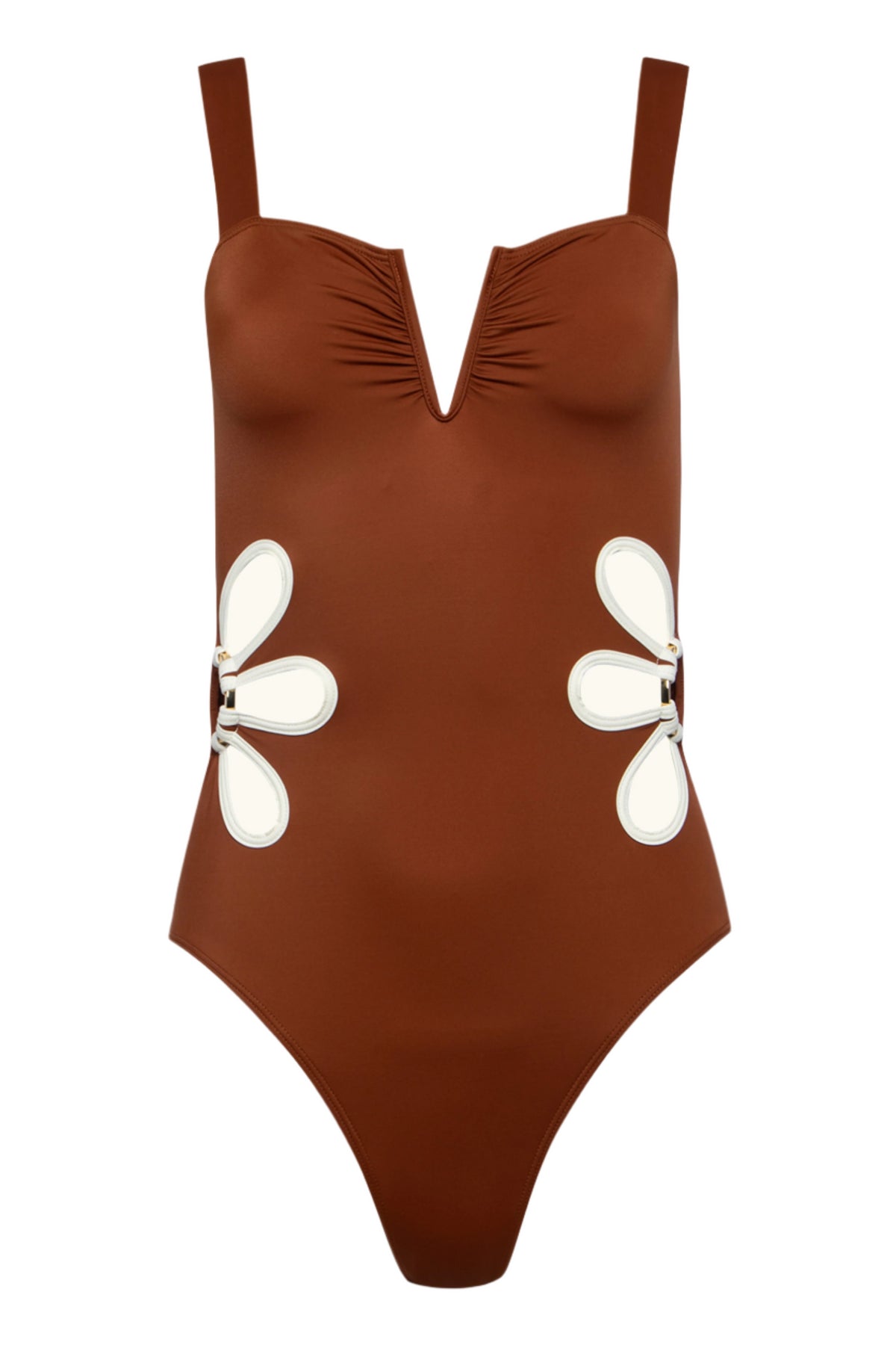 The Flora One Piece in Cognac & Ivory