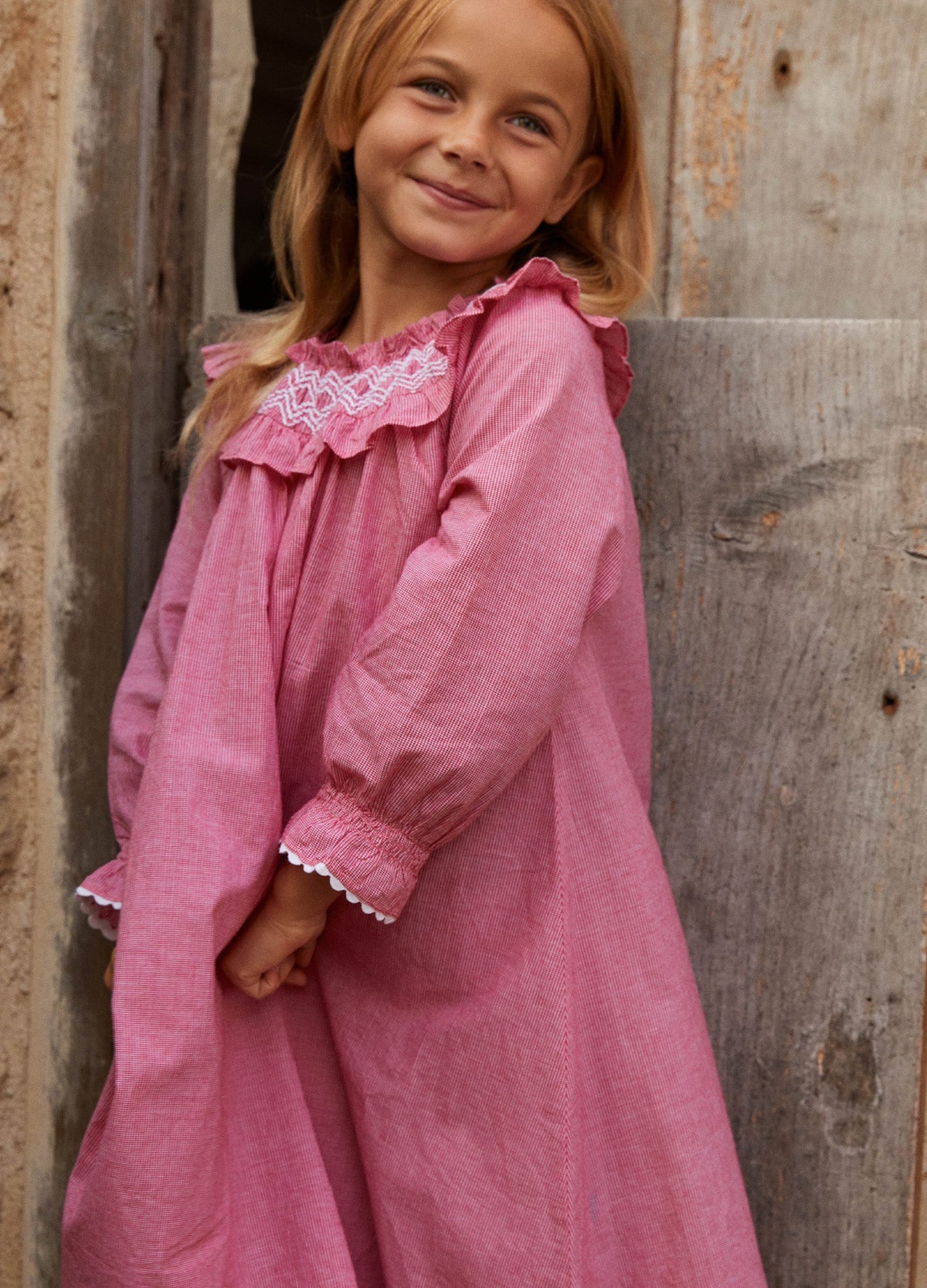 Florrie Nightdress in Redcurrant Gingham