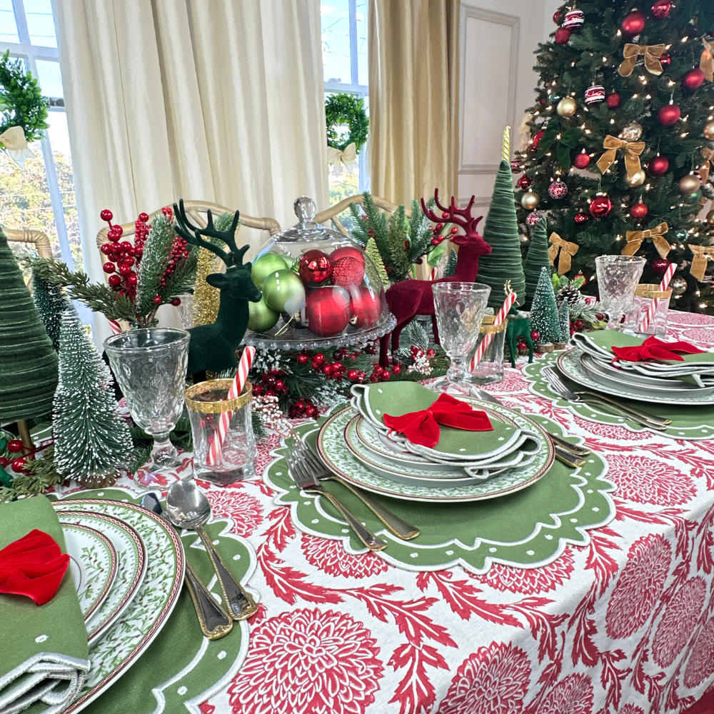 Flower and Vine Red Tablecloth