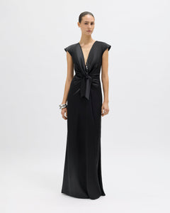 Flutter Sleeve Ava Gown in Noir