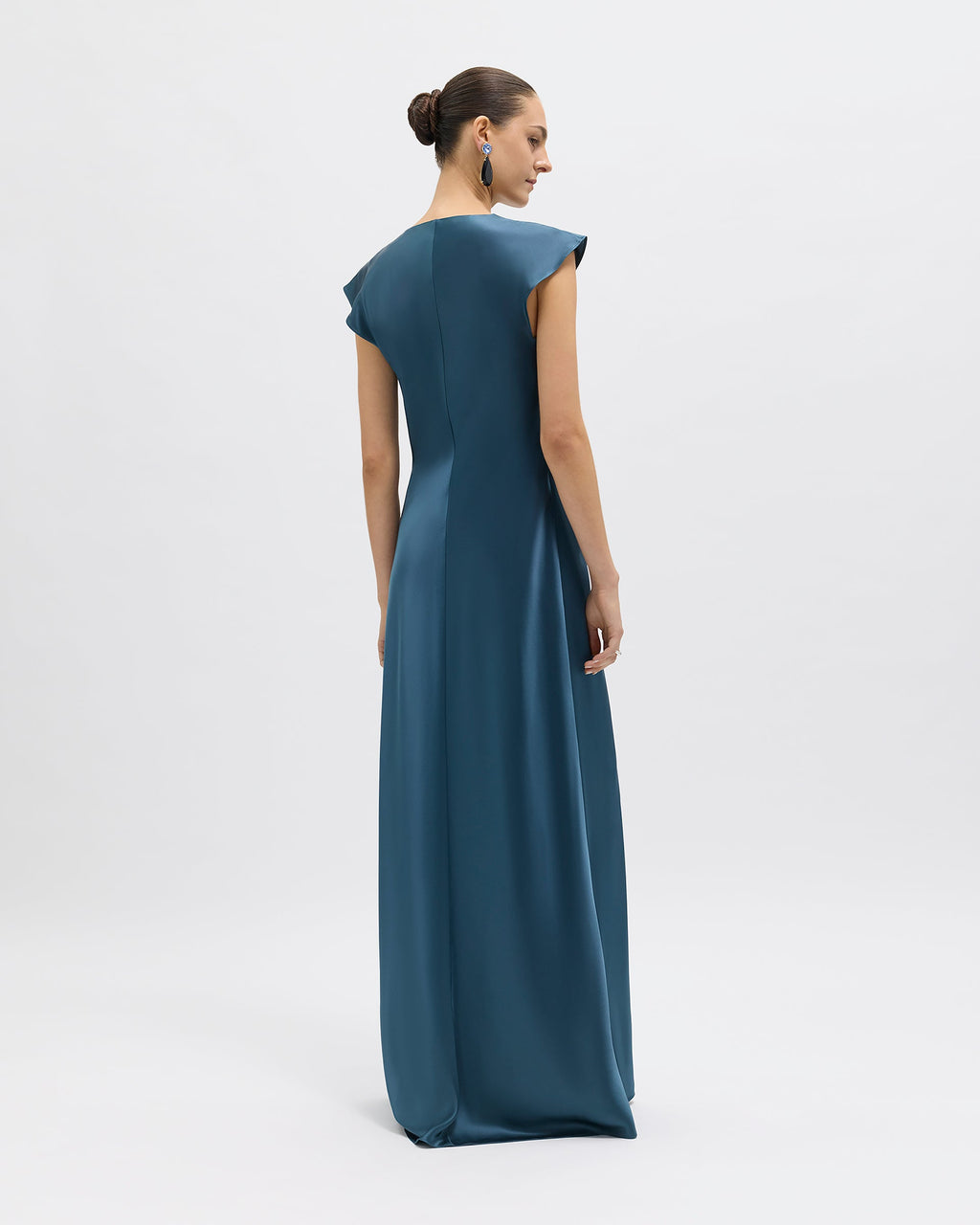 Flutter Sleeve Ava Gown in Peacock Blue