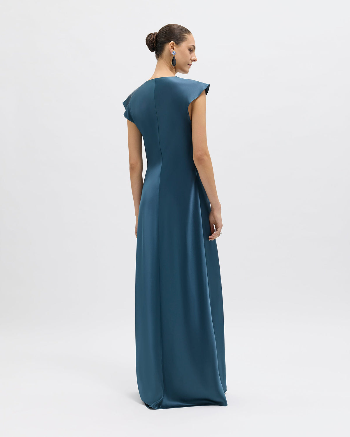 Flutter Sleeve Ava Gown in Peacock Blue