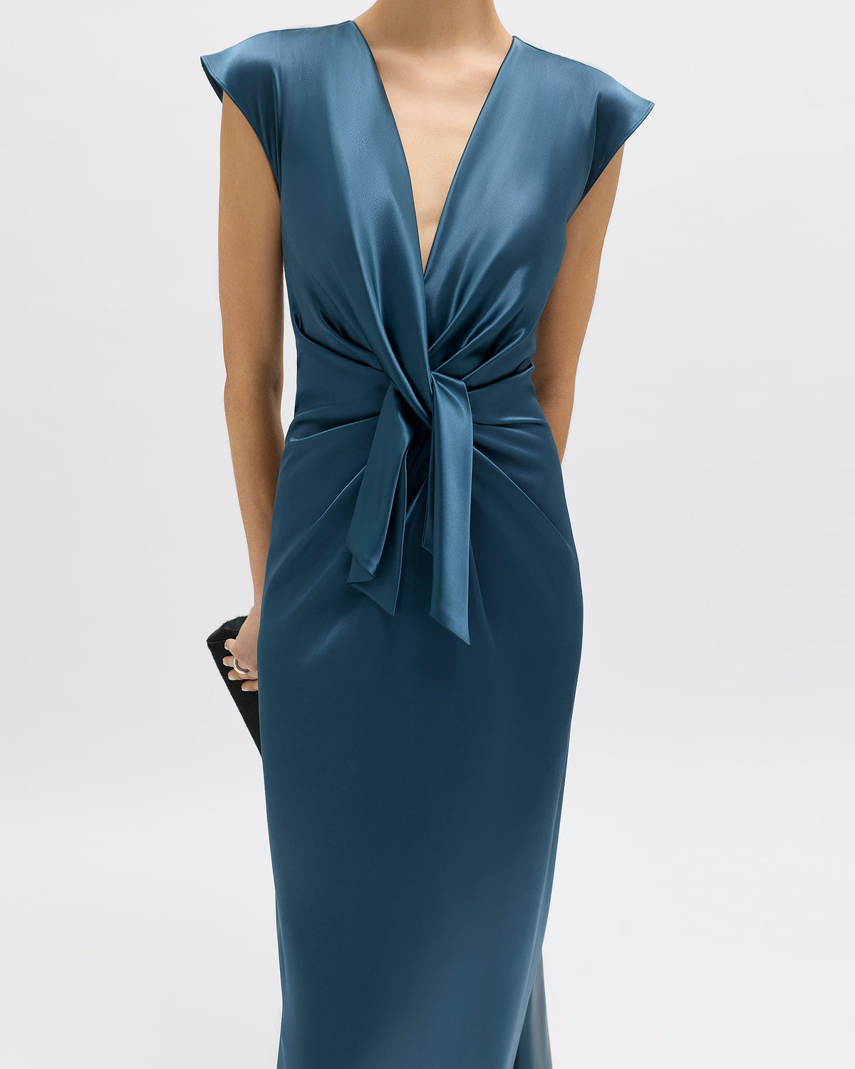 Flutter Sleeve Ava Gown in Peacock Blue