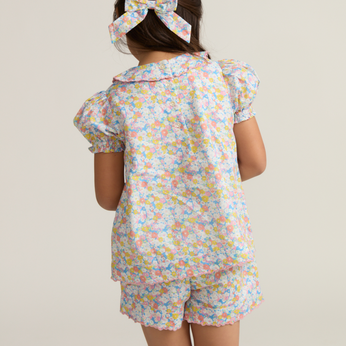 Girls’ Jasmine Blossom Puff Sleeve Top and Short Set