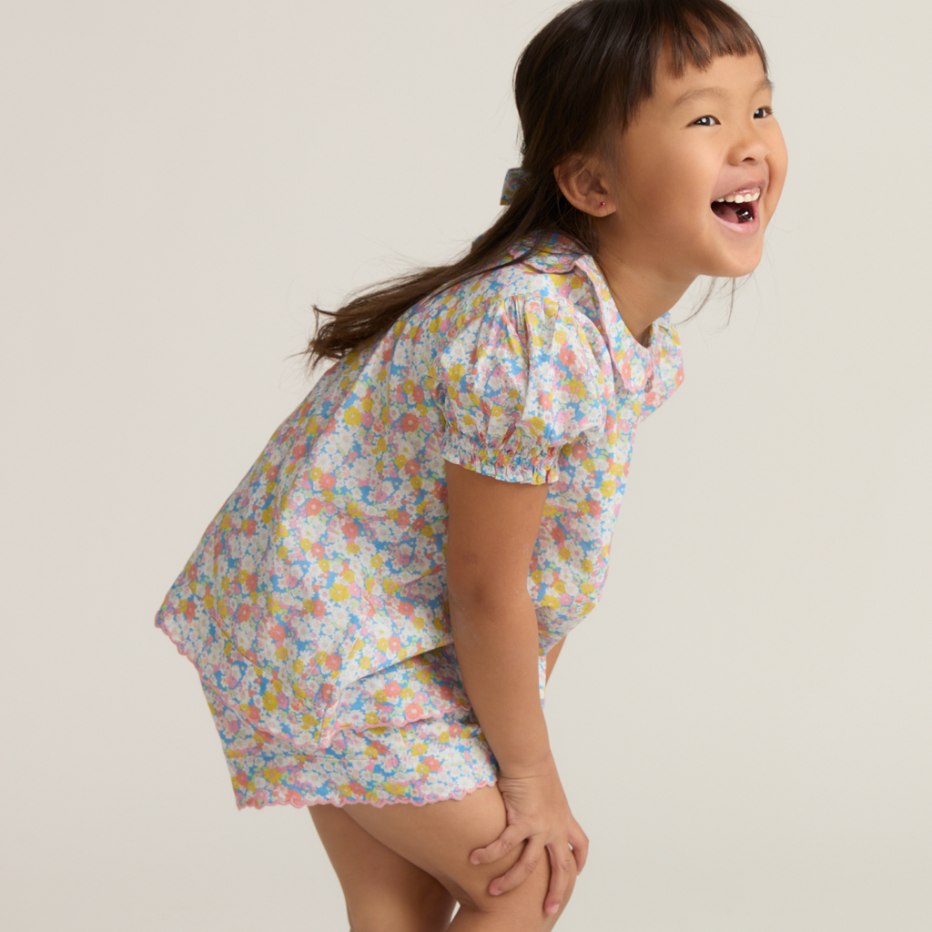 Girls’ Jasmine Blossom Puff Sleeve Top and Short Set