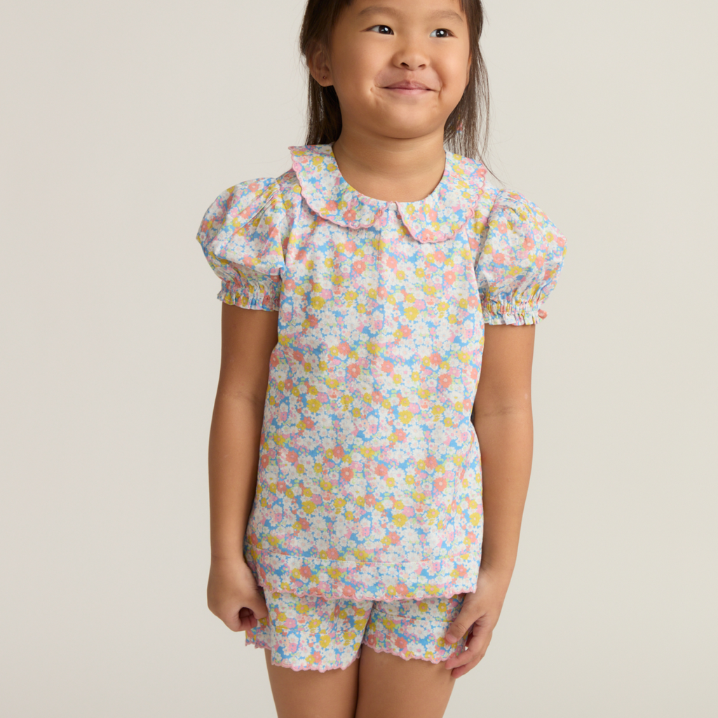 Girls’ Jasmine Blossom Puff Sleeve Top and Short Set