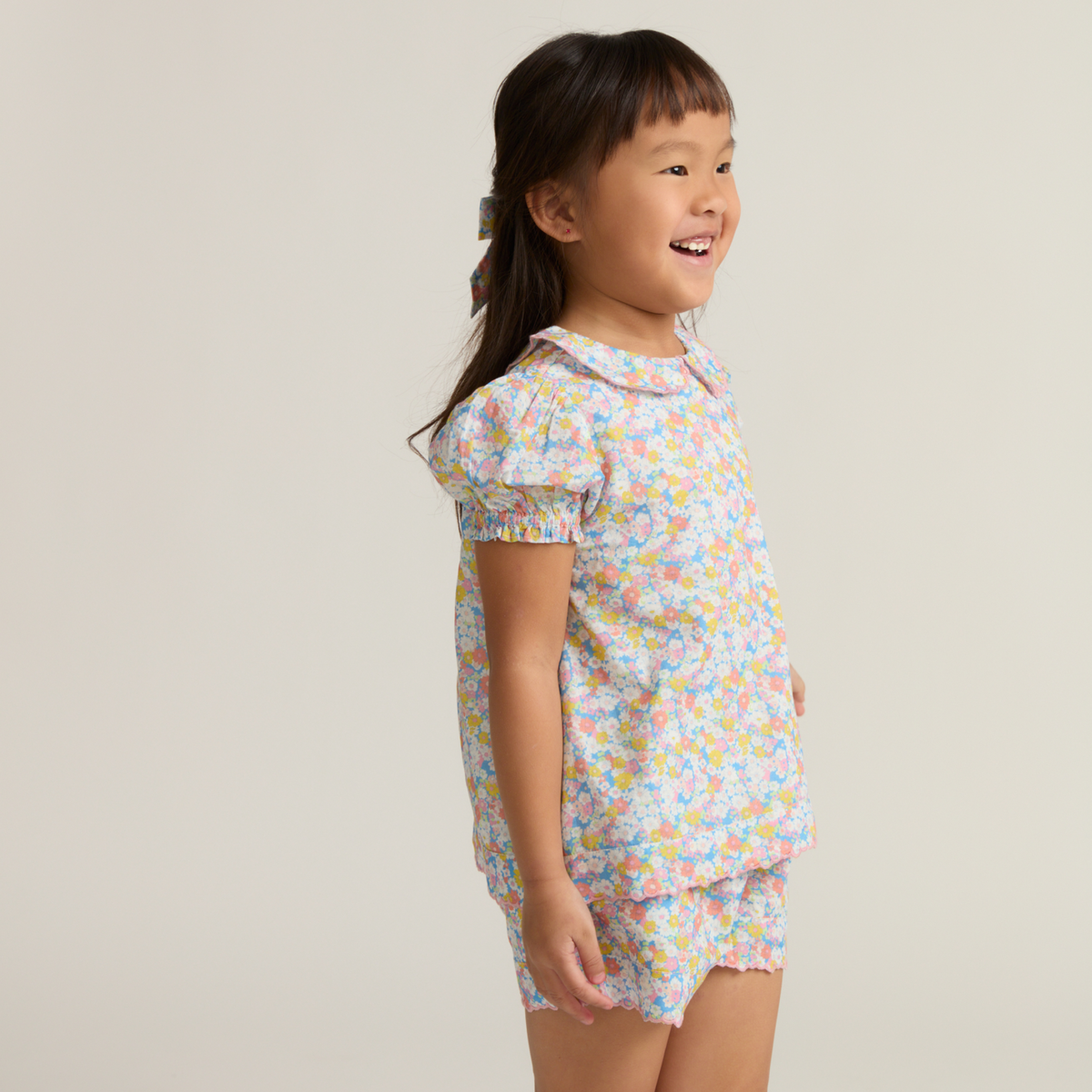 Girls’ Jasmine Blossom Puff Sleeve Top and Short Set