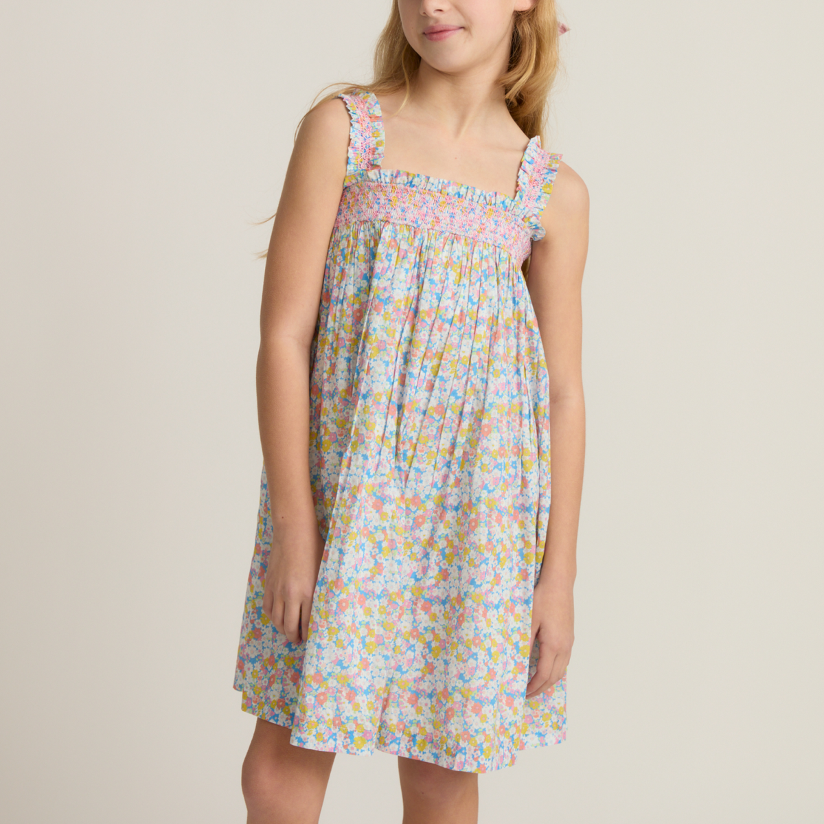 Girls’ Jasmine Blossom Smocked Ruffle Strap Dress
