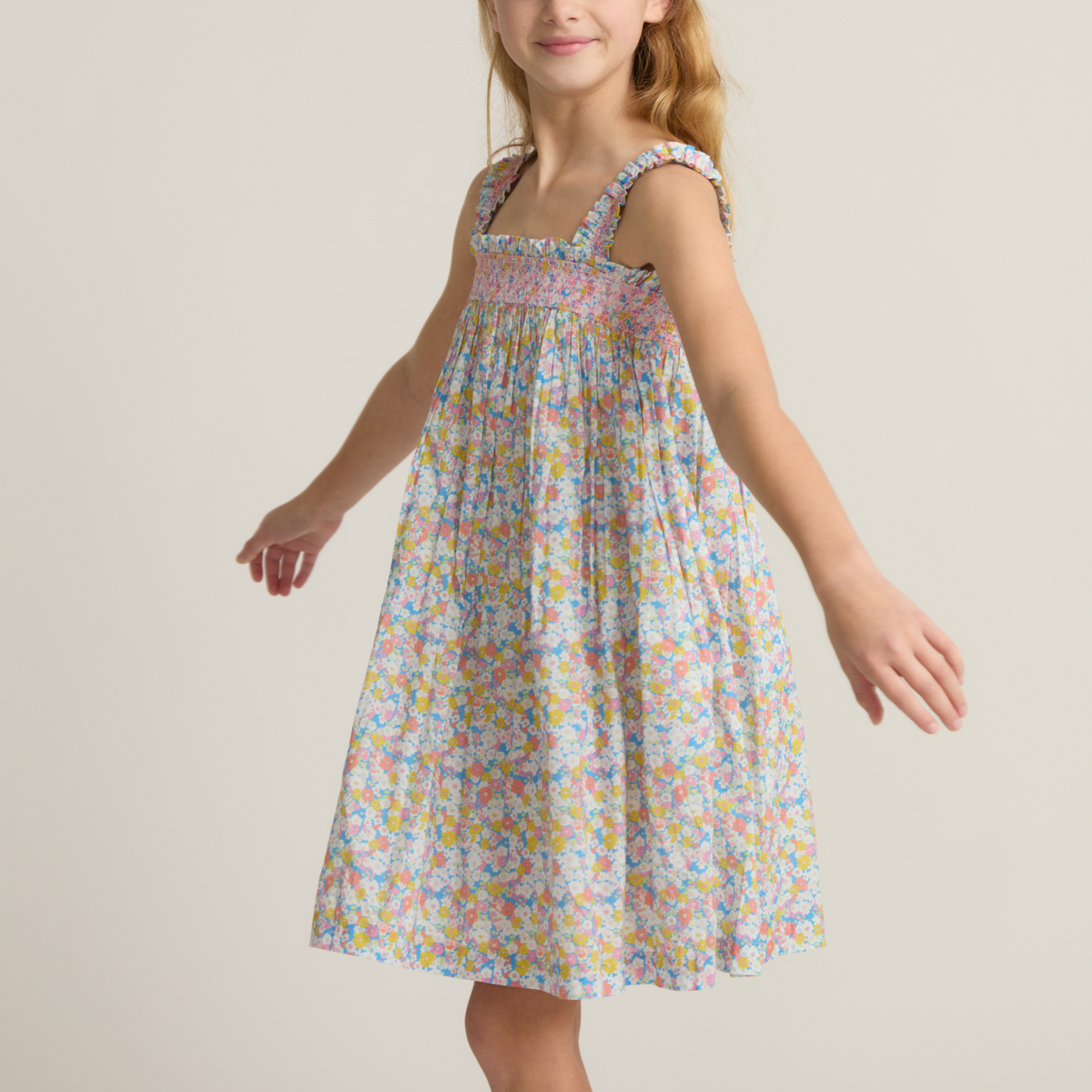 Girls’ Jasmine Blossom Smocked Ruffle Strap Dress
