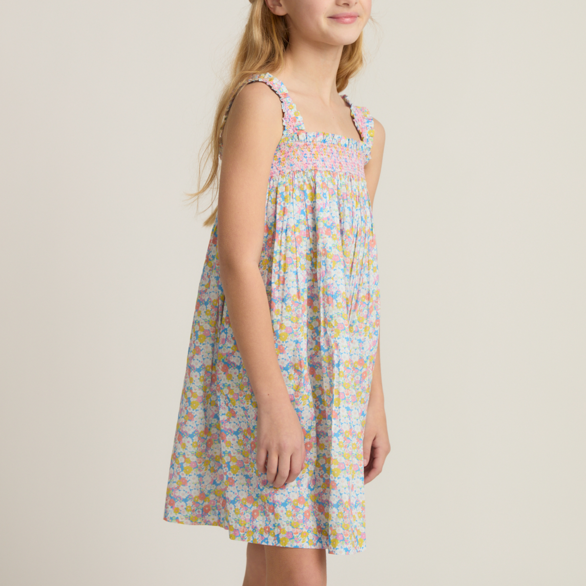 Girls’ Jasmine Blossom Smocked Ruffle Strap Dress