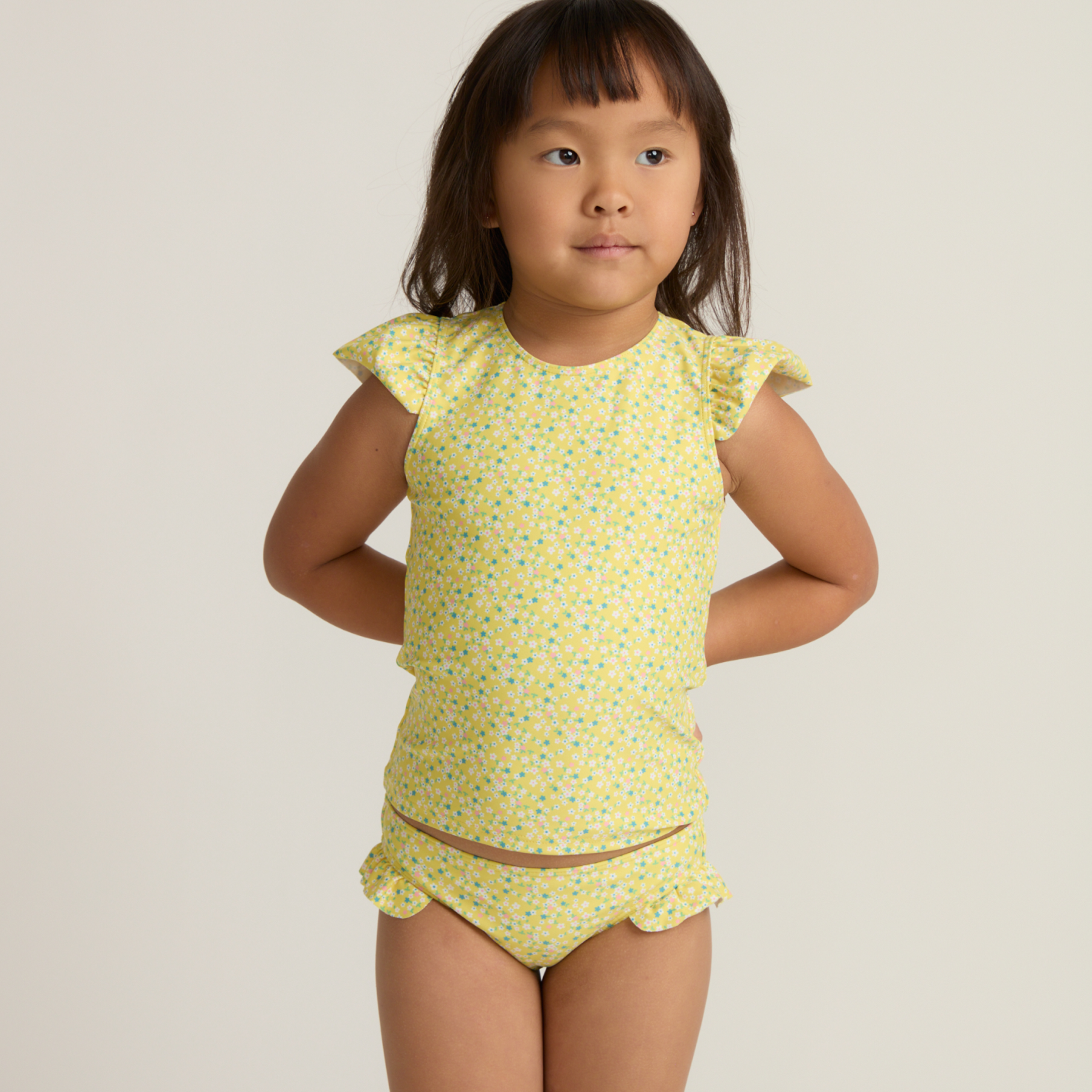 Girl’s Petite Fleur Cap Sleeve Rashguard Set