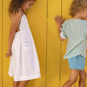 Girls’ Shell White Cross Back Pinafore Dress