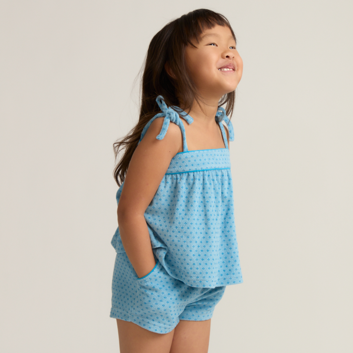 Girls’ Le Marin Dot French Terry Tie Top and Short Set