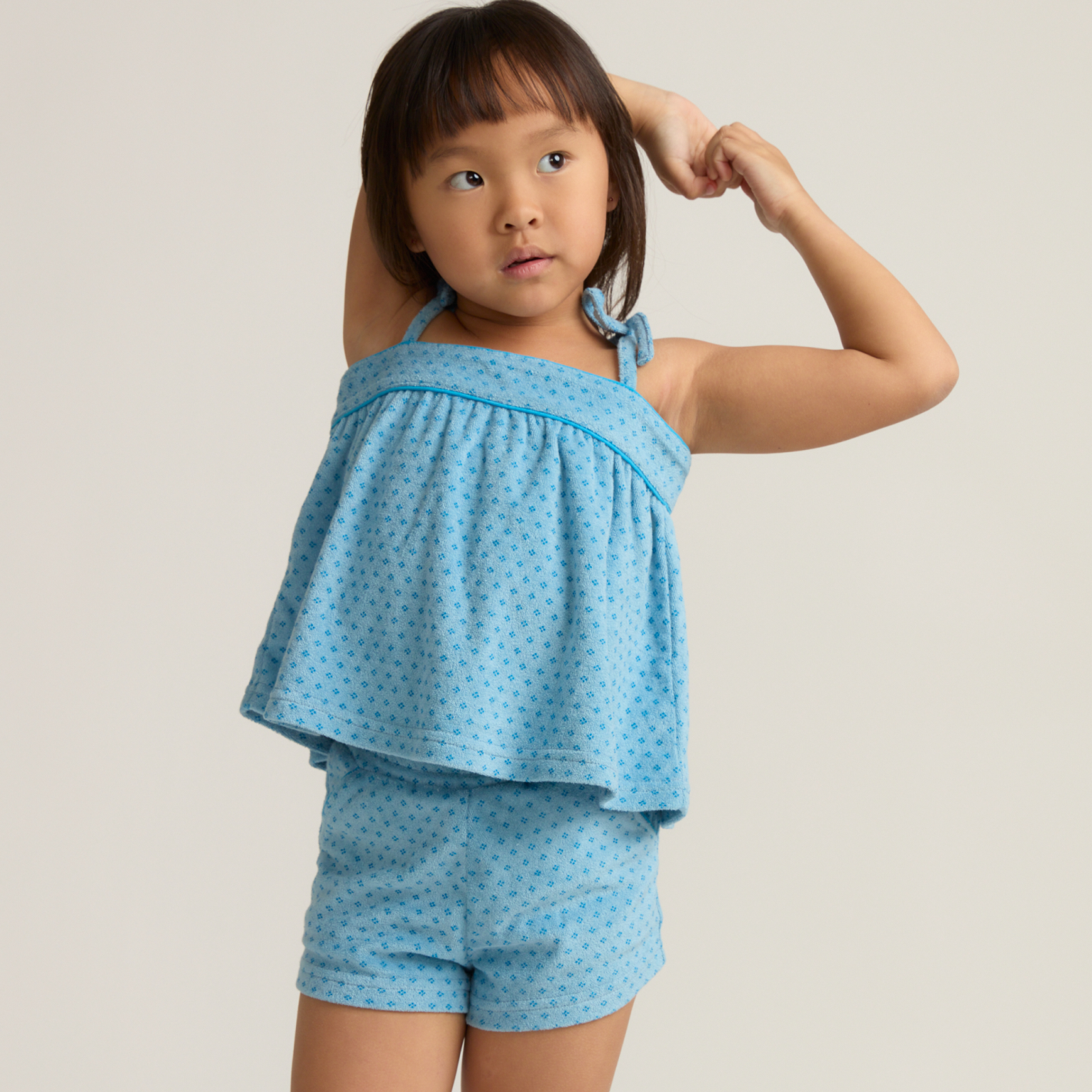 Girls’ Le Marin Dot French Terry Tie Top and Short Set