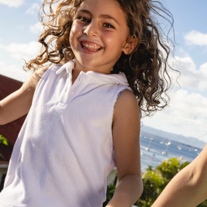 Girls’ Shell White French Terry Tennis Tank Top and Short Set