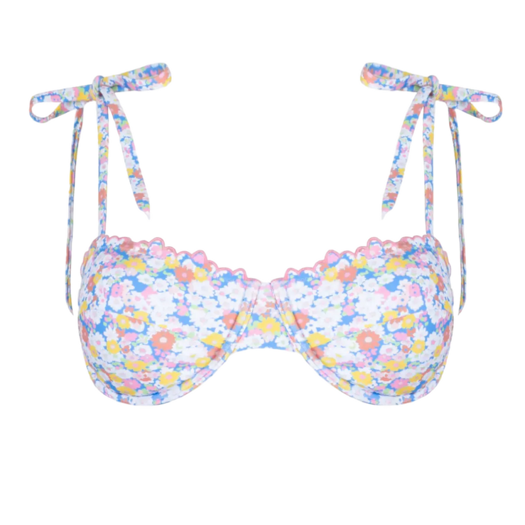 Women’s Jasmine Blossom Cup Bikini Top with Tie Straps