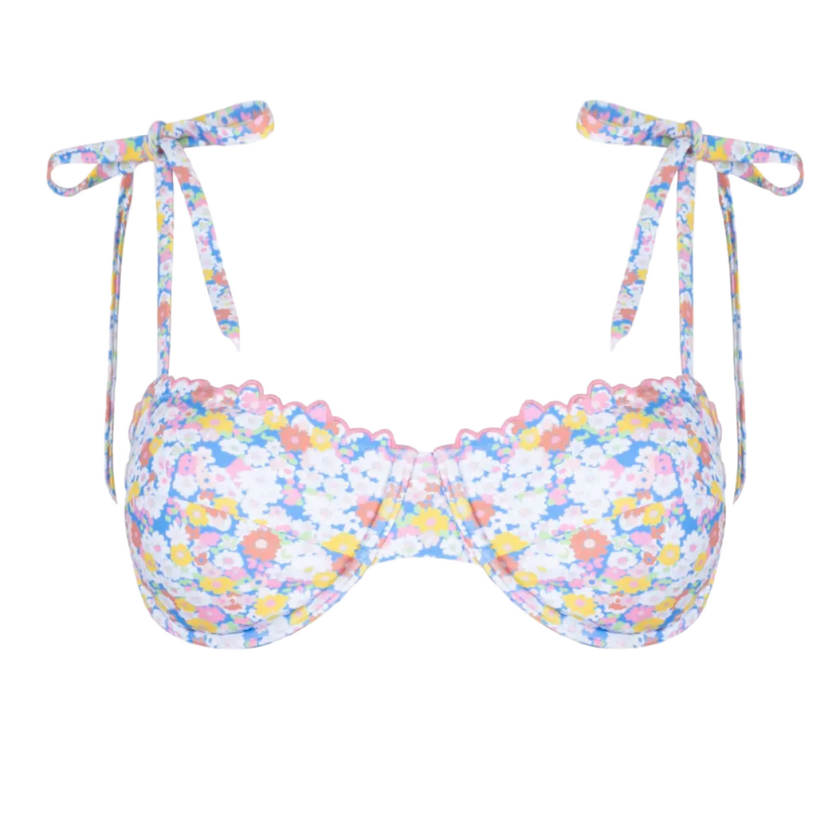 Women’s Jasmine Blossom Cup Bikini Top with Tie Straps