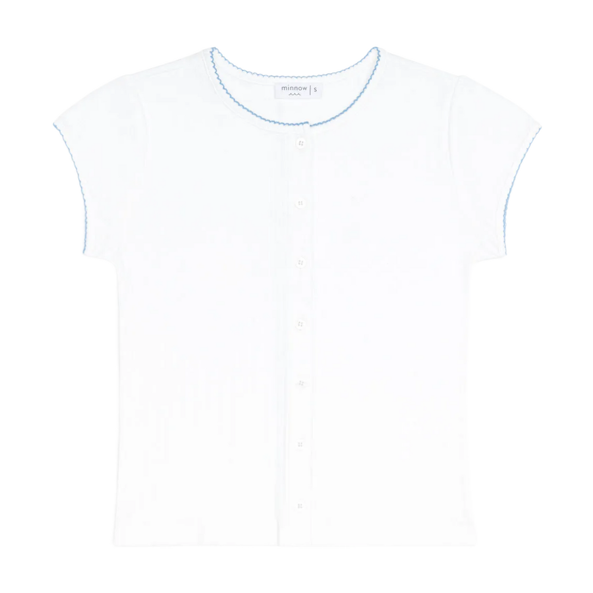 Women’s White Pointelle Short Sleeve Cardigan