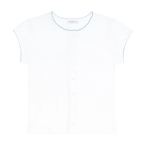 Women’s White Pointelle Short Sleeve Cardigan