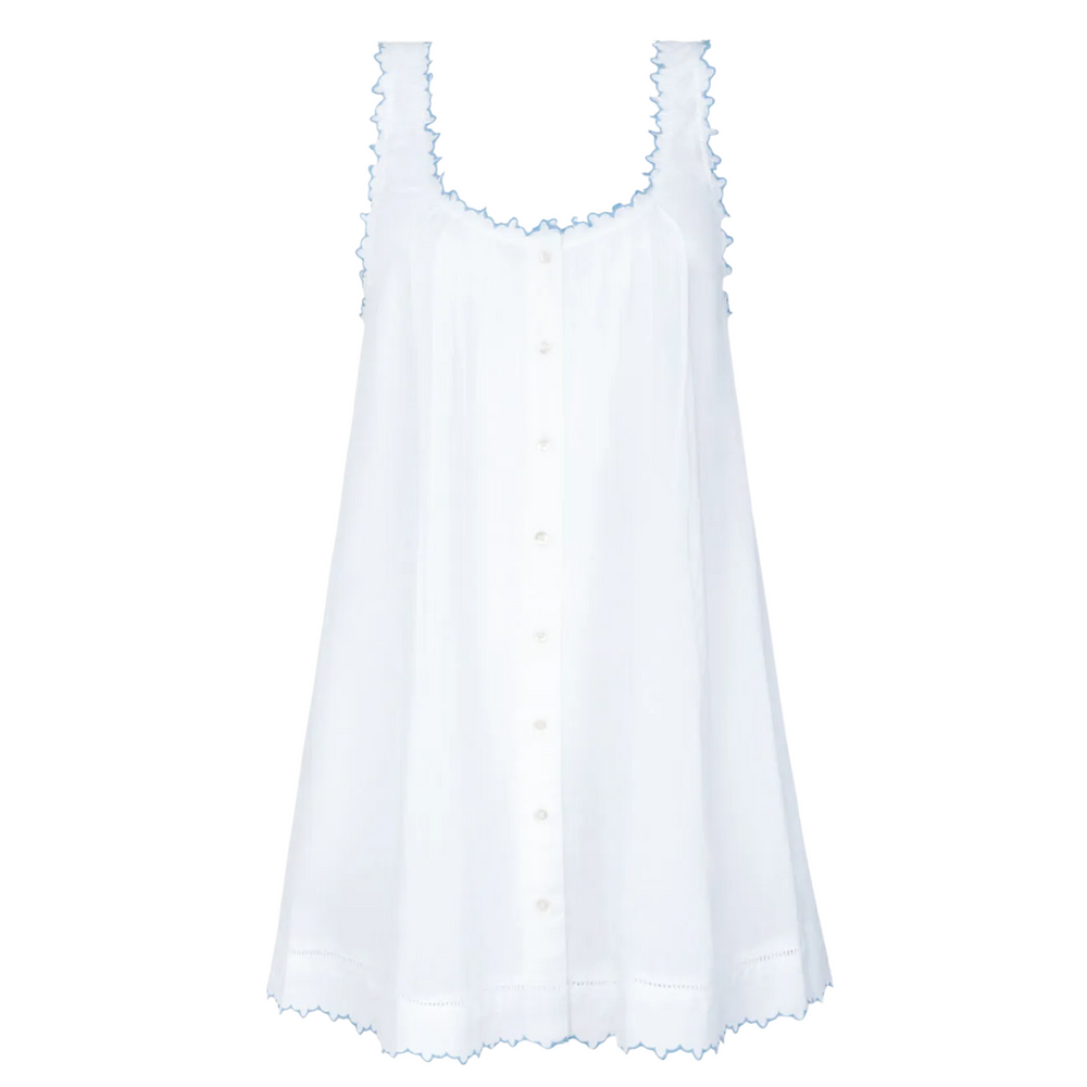 Women’s White Scalloped Button Up Dress