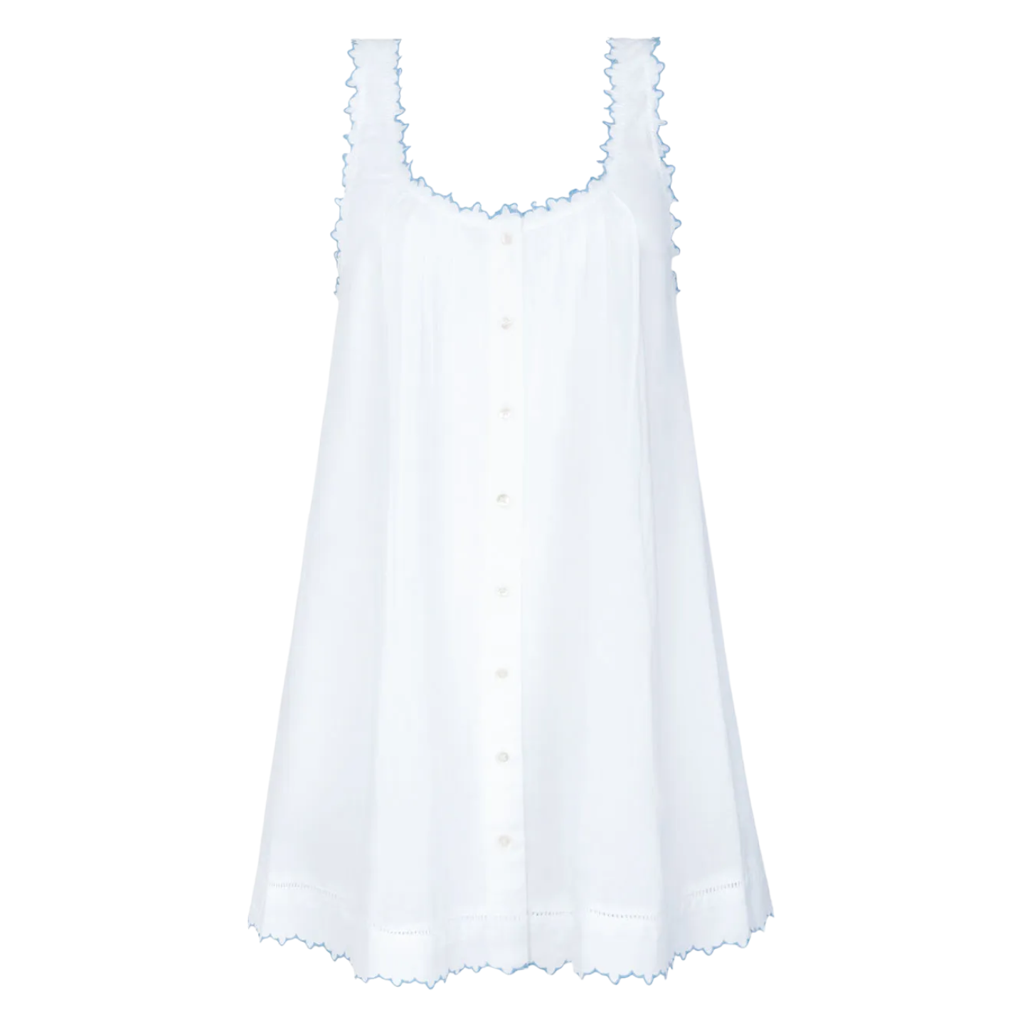 Women’s White Scalloped Button Up Dress