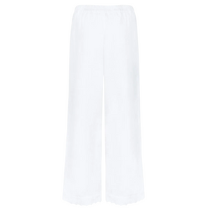 Women’s White Scalloped Linen Beach Pant