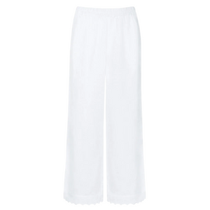 Women’s White Scalloped Linen Beach Pant