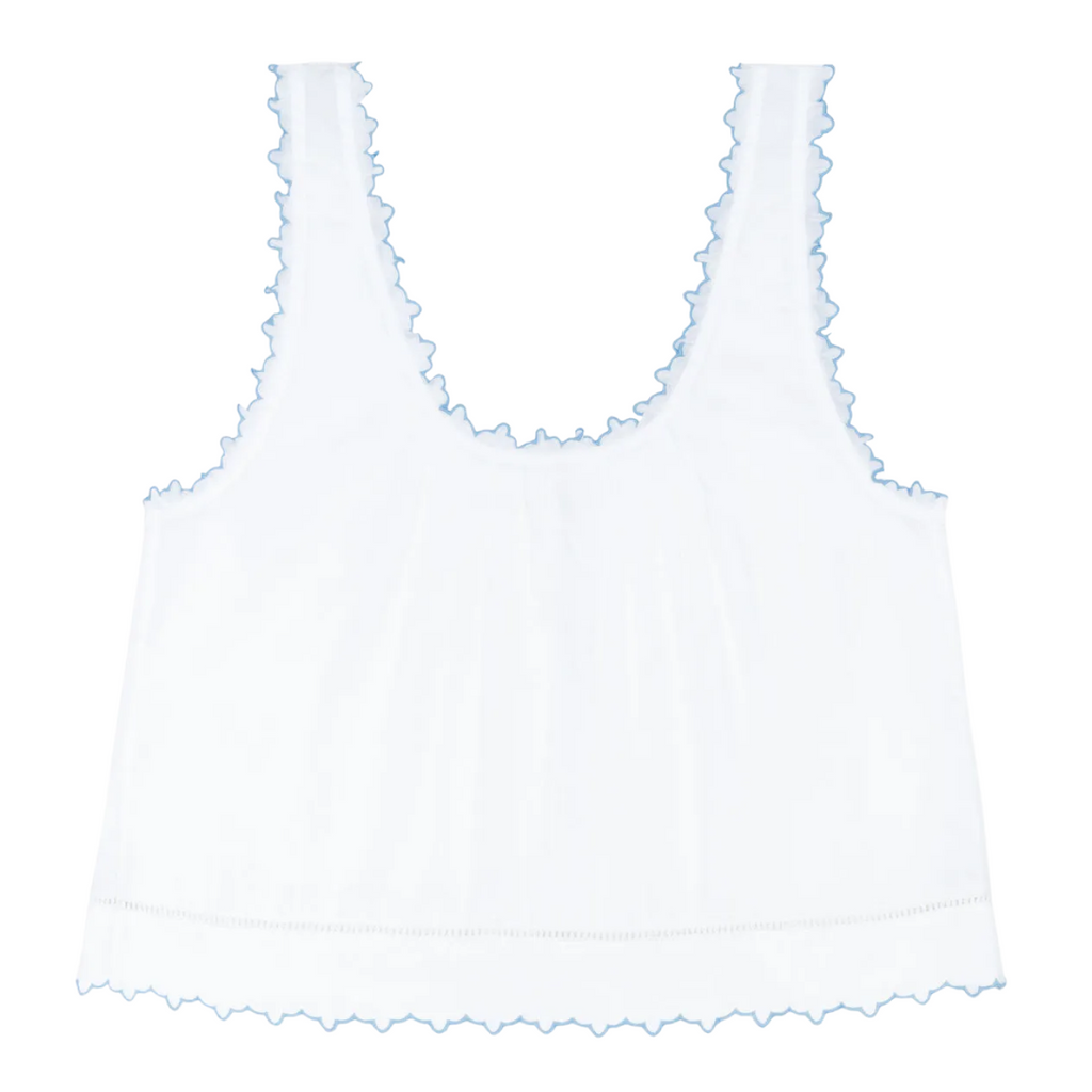 Women’s White Scalloped Button Up Tank