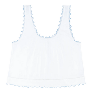 Women’s White Scalloped Button Up Tank