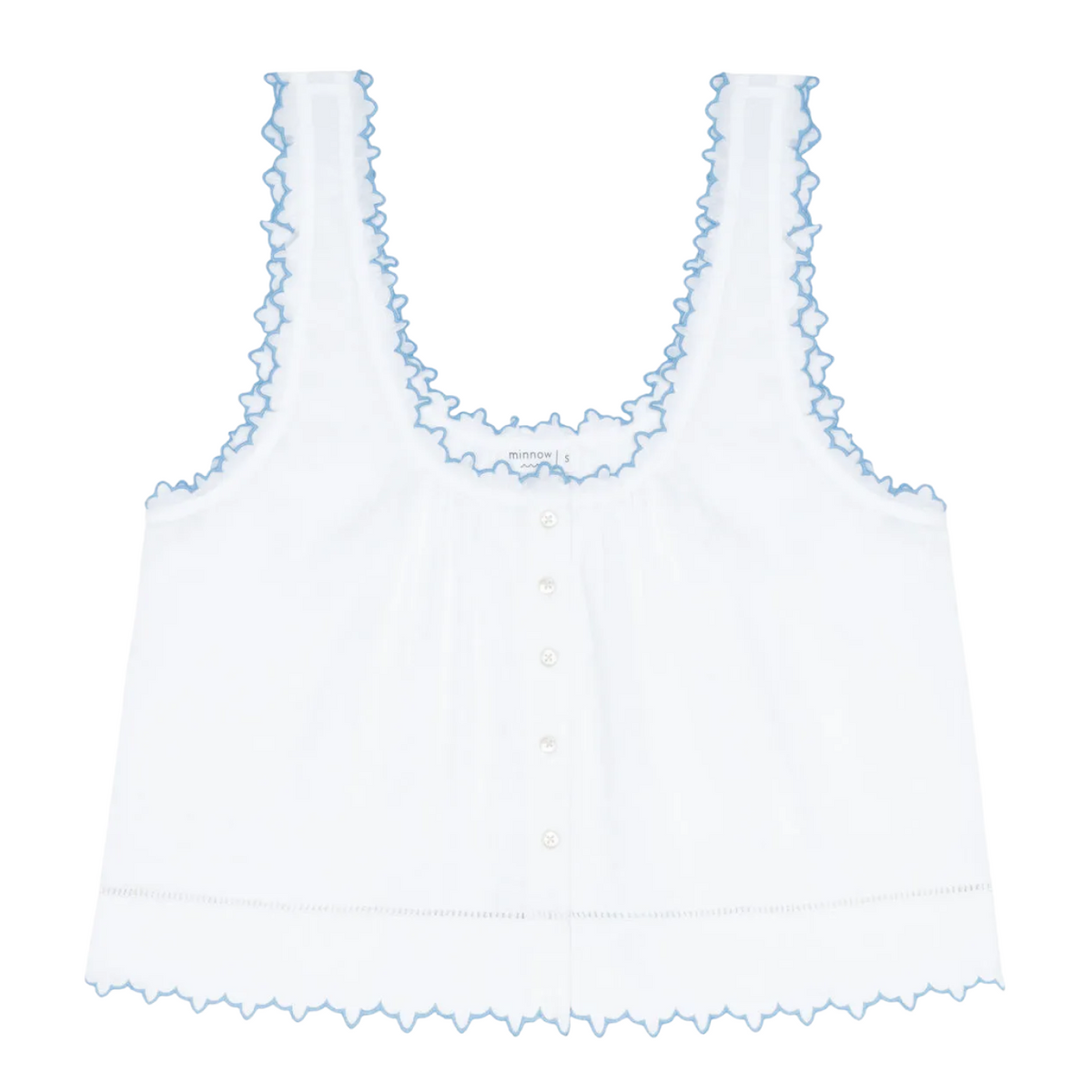 Women’s White Scalloped Button Up Tank
