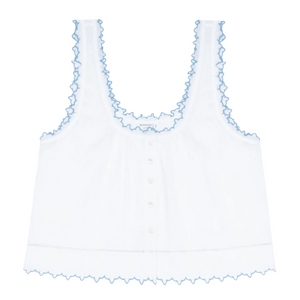 Women’s White Scalloped Button Up Tank