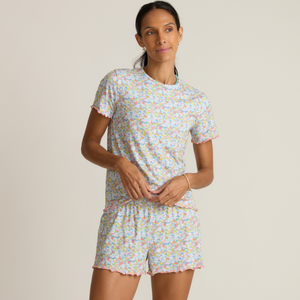 Women’s Jasmine Blossom Shirt and Short Pima Pajamas Set