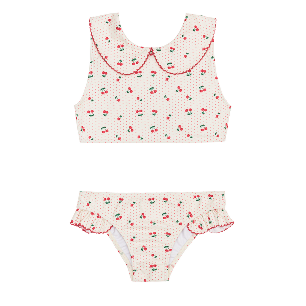 Girl’s Summer Cherries Rounded Collar Bikini