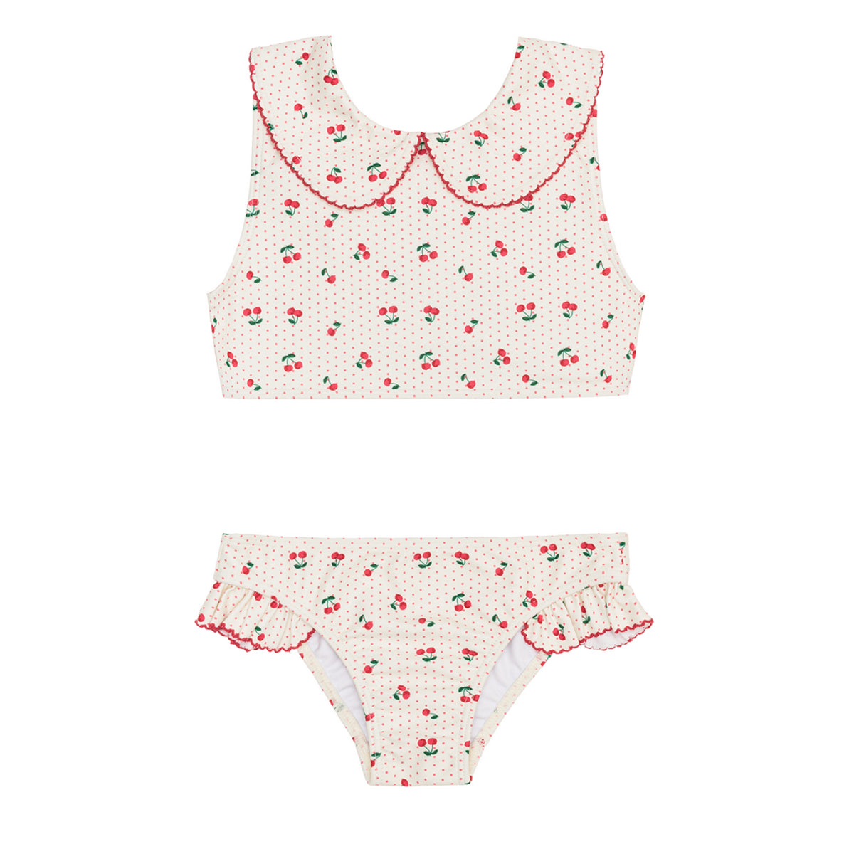 Girl’s Summer Cherries Rounded Collar Bikini