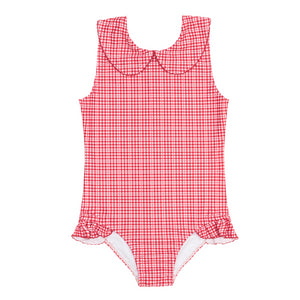 Girl’s Poppy Gingham Rounded Collar One Piece