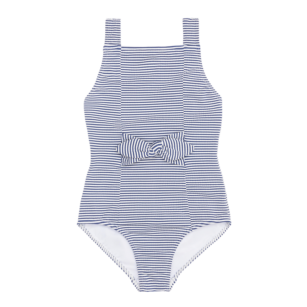 Girl’s Harbor Stripe Tie-Front One Piece